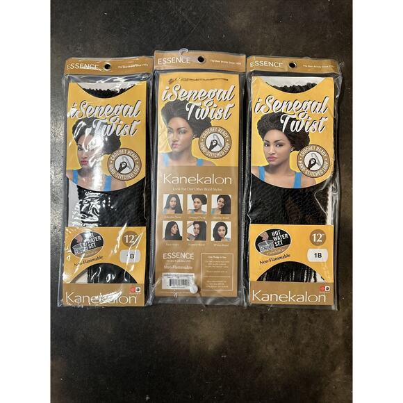 3-Pack Kanekalon iSenegal Twist 12" Braid Synthetic Hair 14627 1B Black - Picture 1 of 3